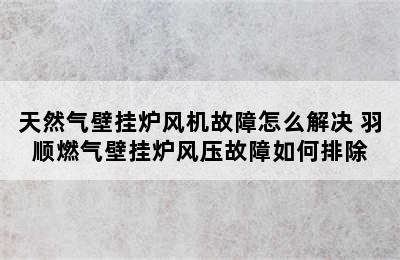 天然气壁挂炉风机故障怎么解决 羽顺燃气壁挂炉风压故障如何排除